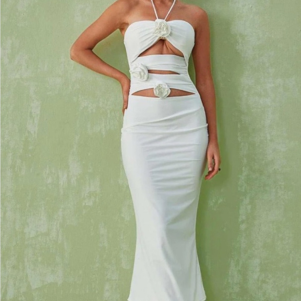 Halterneck Cutout Midi Dress